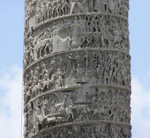 Detail from the Column of Marcus Aurelius, in Piazza Colonna, Rome, Italy.